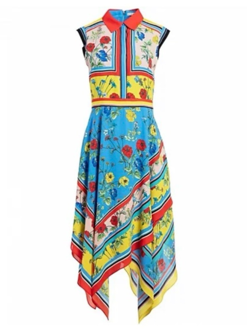 Alice + Olivia Spring 2019 'Farrah' Handkerchief Hem Printed Dress sz 4